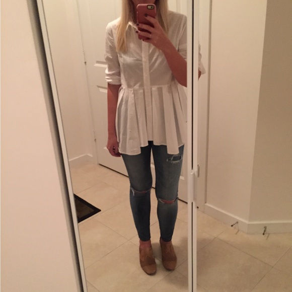 ANTHRO pleated peplum button down - Picture 4 of 4